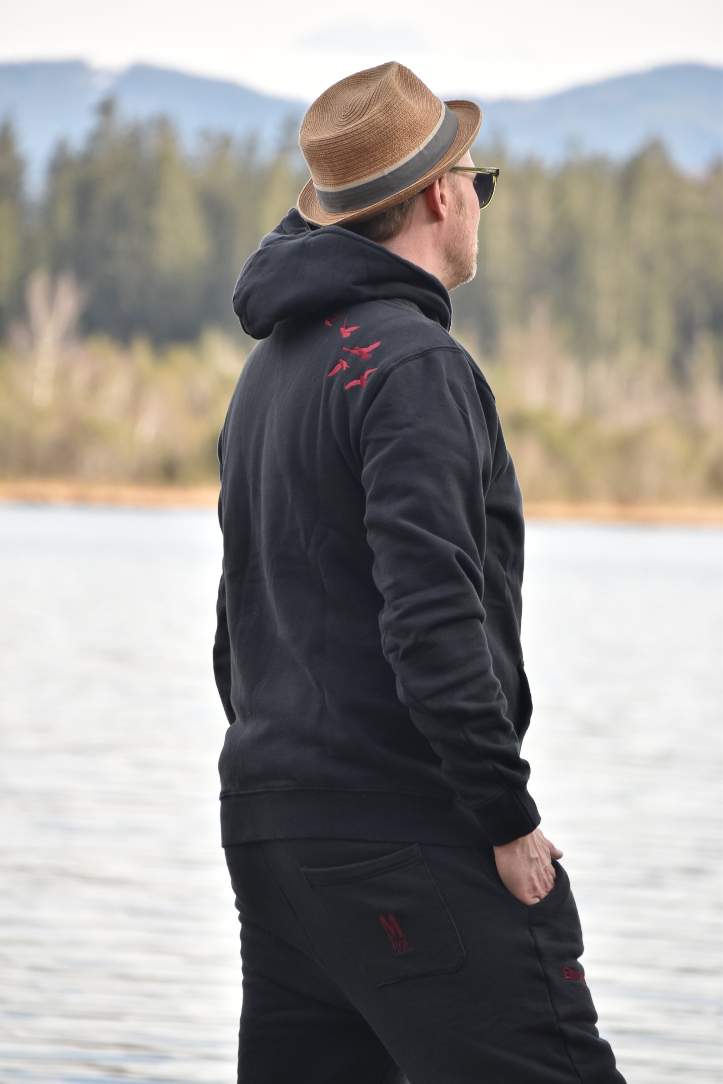 Hoodie Toni - black/bordeaux