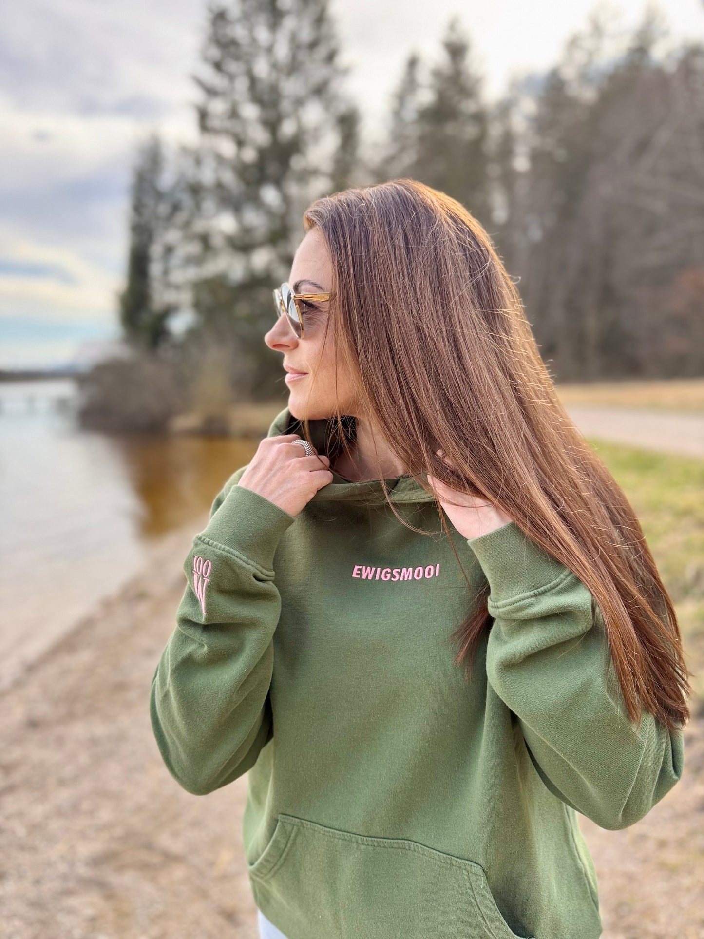 Hoodie Toni - green/ rose