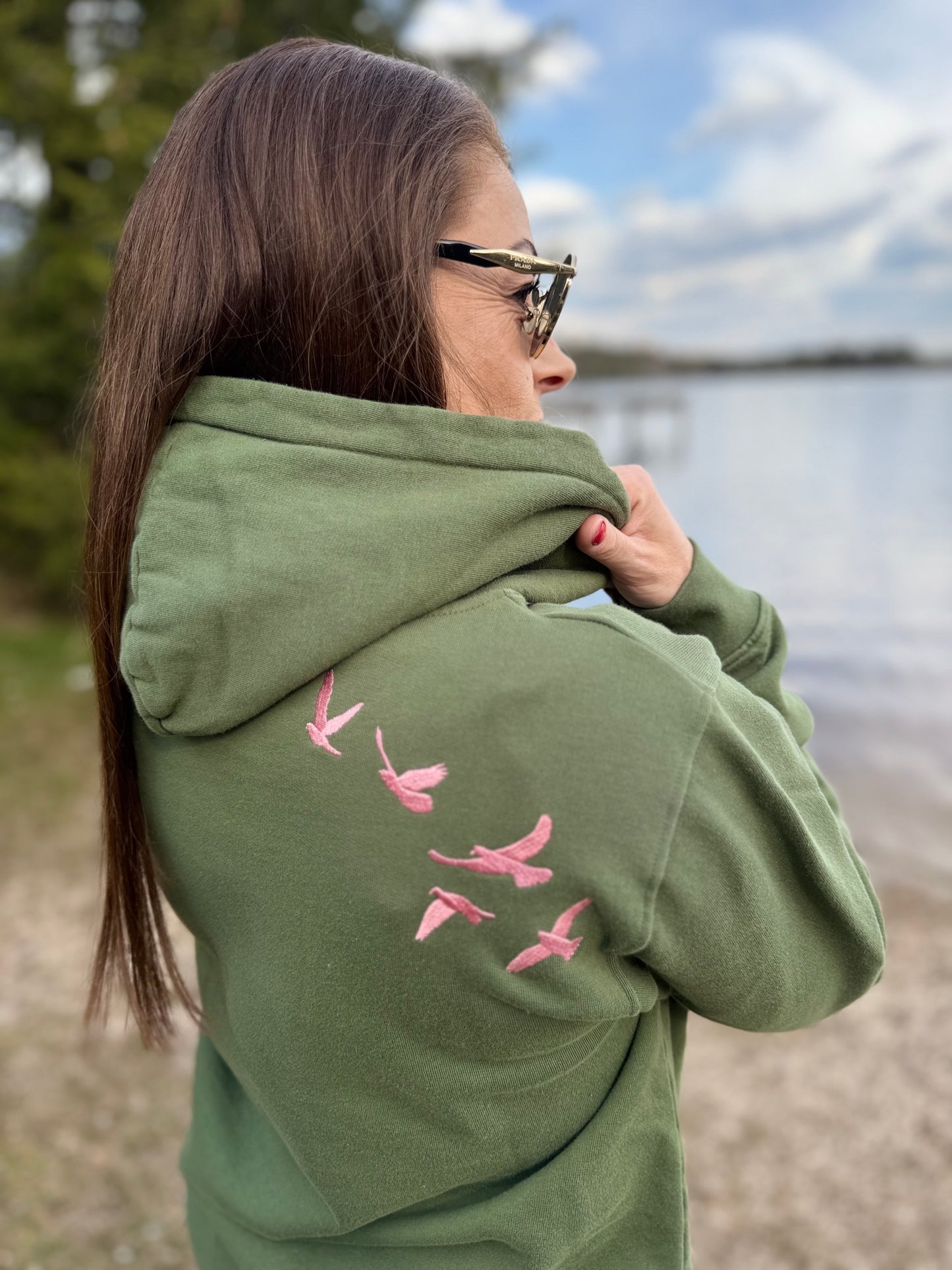 Hoodie Toni - green/ rose