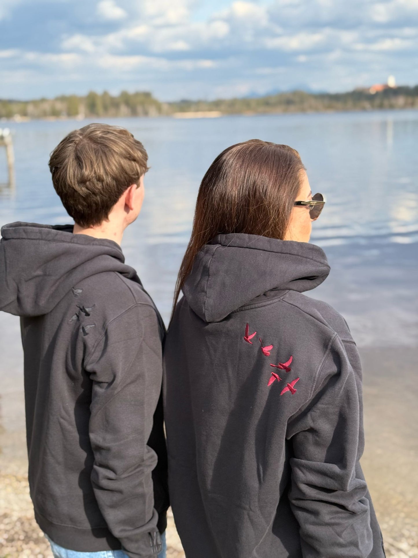 Hoodie Toni - black/bordeaux