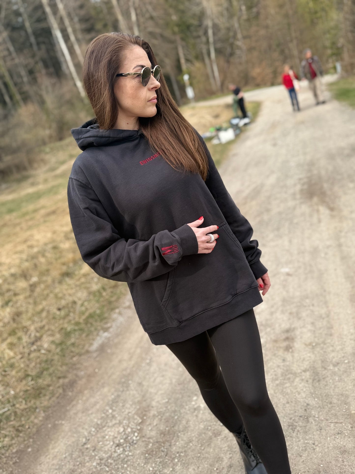 Hoodie Toni - black/bordeaux