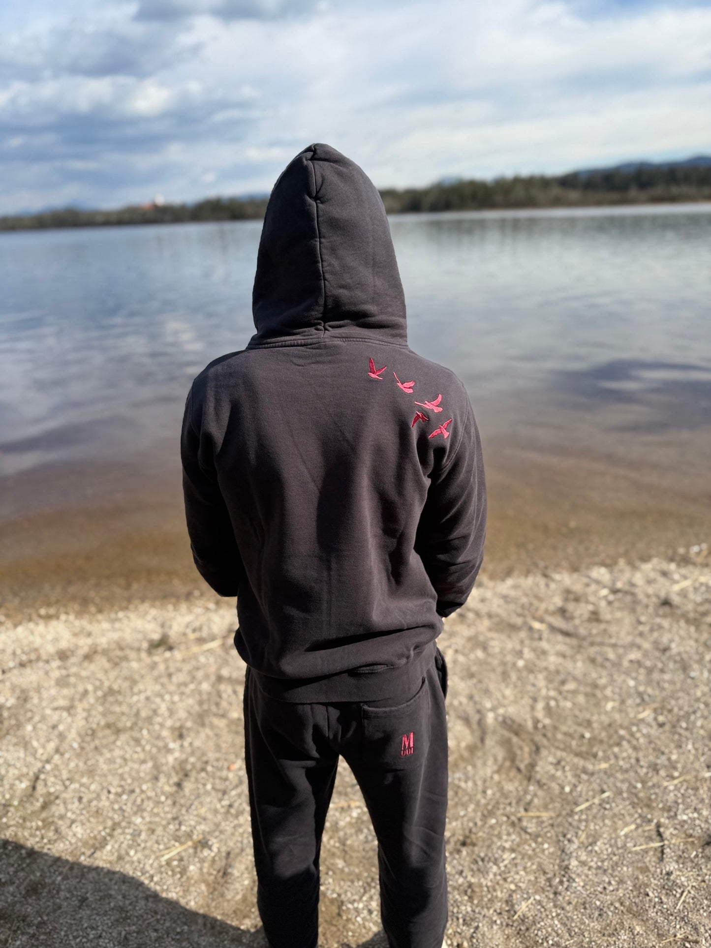 Hoodie Toni - black/bordeaux